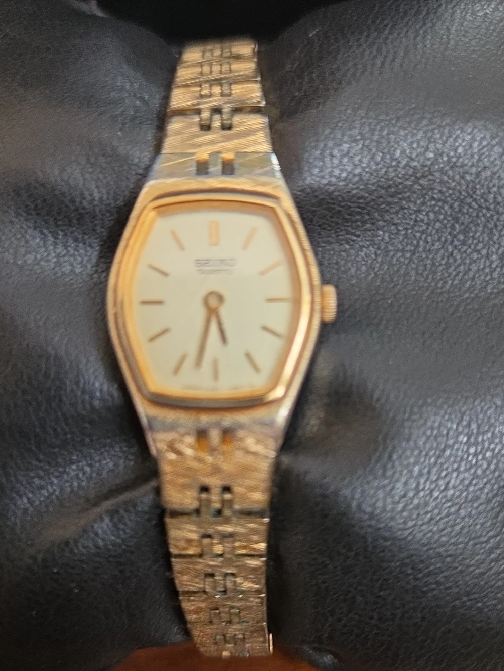 Seiko Gold Tone Watch with Light Champagne Dial